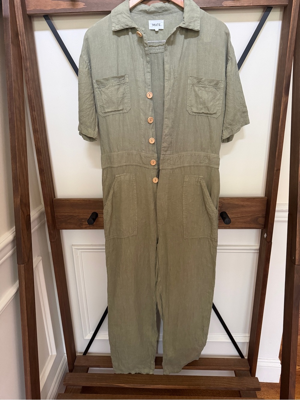 EUC size Small MATE Linen short sleeve jumpsuit